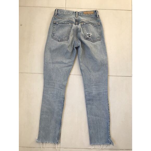 Grlfrnd Karolina High Waist Distressed Cut Off Straight Leg Denim Jeans - Picture 6 of 10